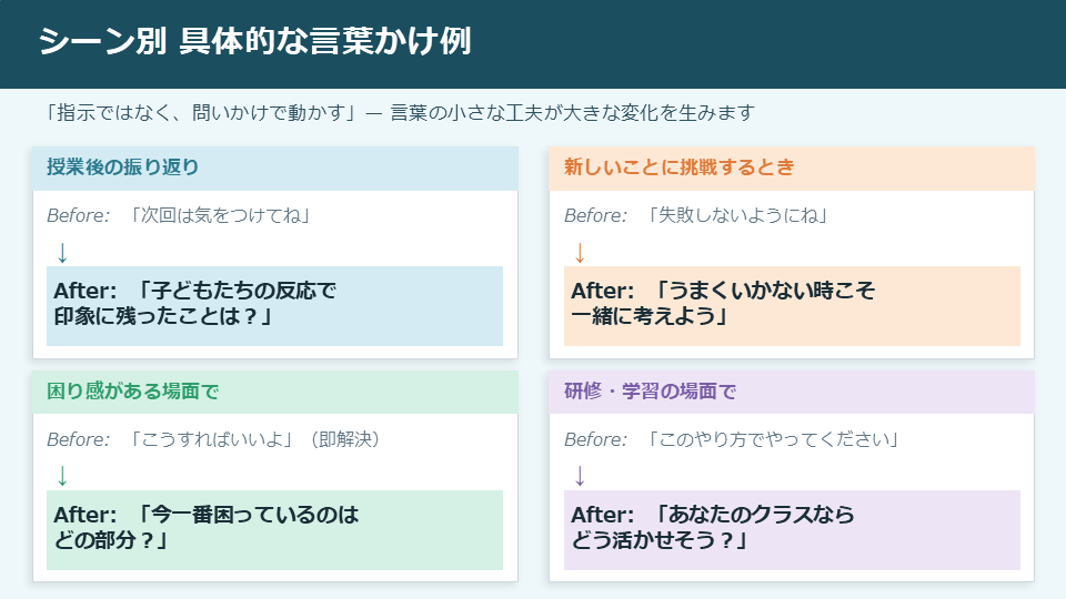 シーン別 具体的な言葉かけ例